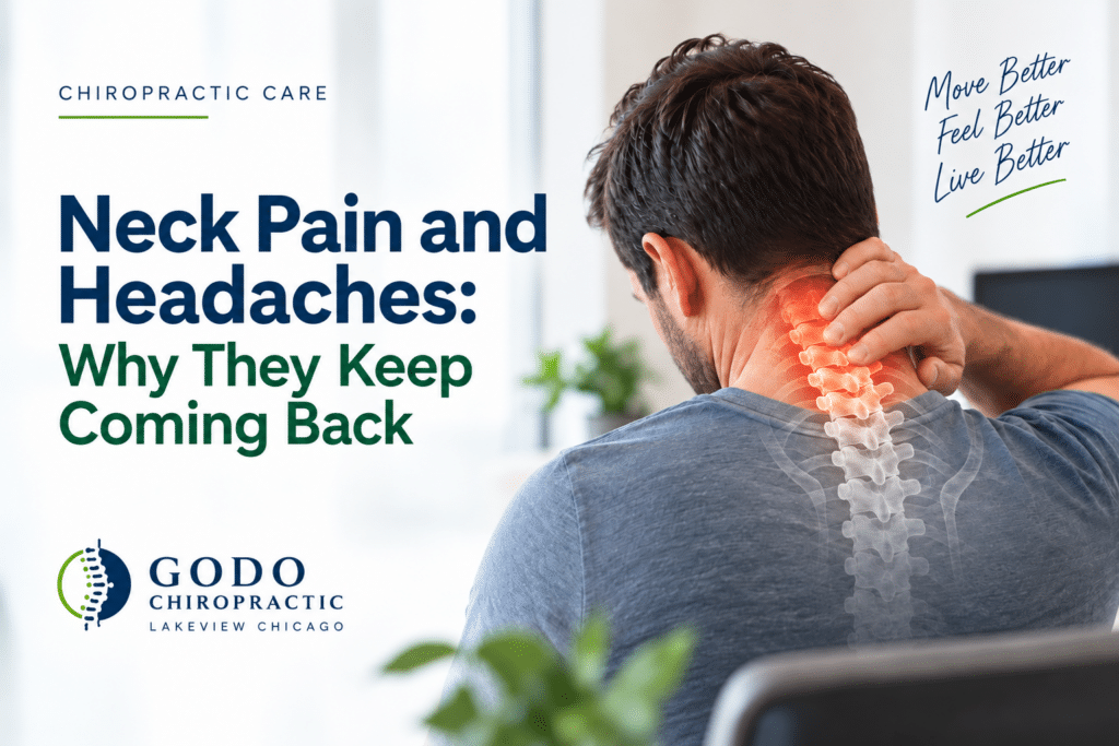 Man with neck pain and headaches showing cervical spine irritation
