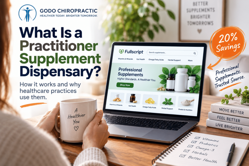 Practitioner supplement dispensary shown on a laptop with professional supplement products