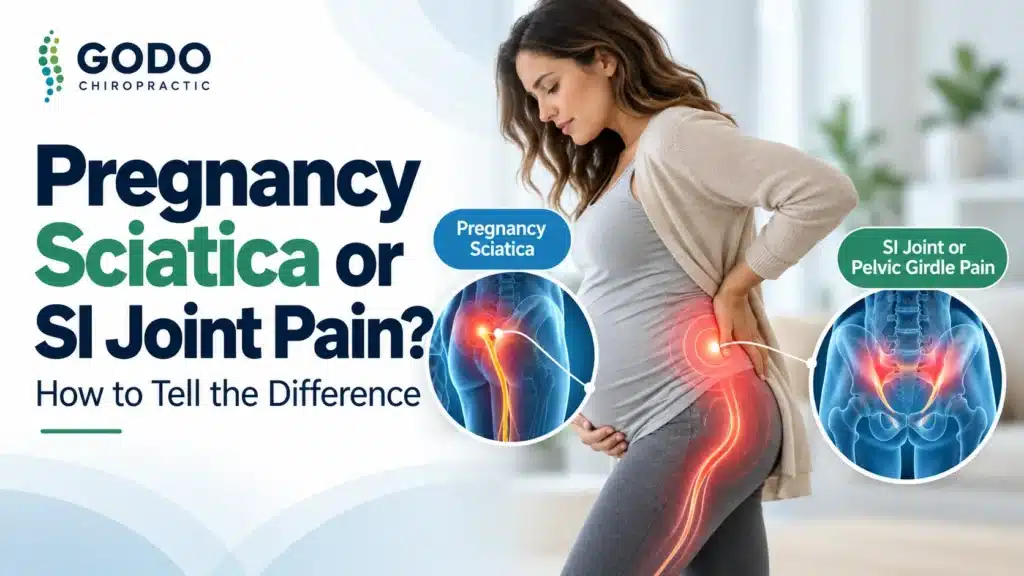 Pregnant woman with sciatica and SI joint or pelvic girdle pain