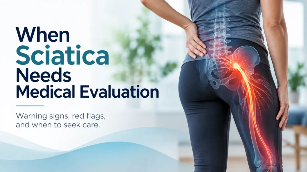 Woman with sciatic nerve pain showing when sciatica needs medical evaluation